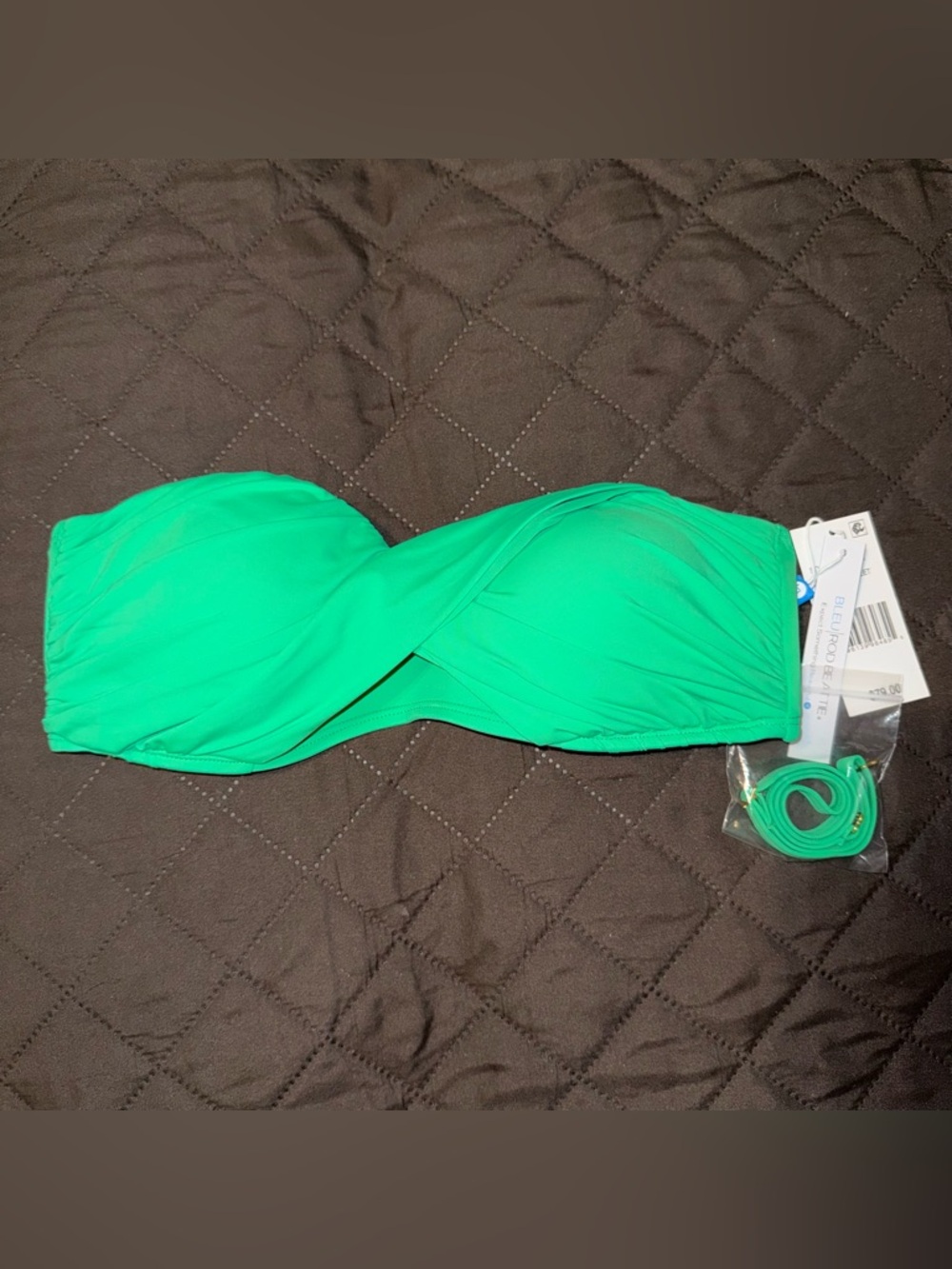 🆕 Bleu Rod Beattie Twist Front Bandeau Bikini Top Strapless Halter Size 4